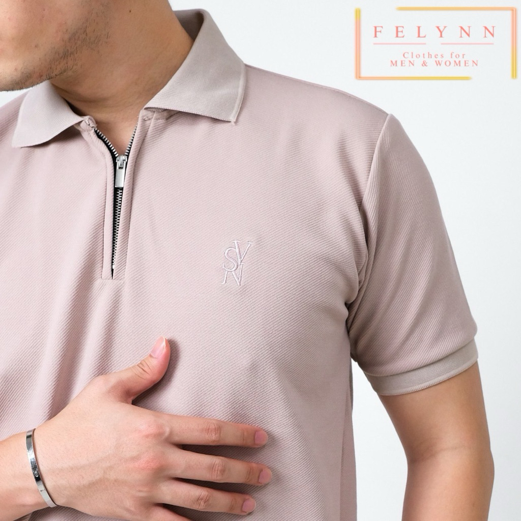 BAJU POLO PRIA RESLETING LENGAN PENDEK MILAN HALF ZIP POLO