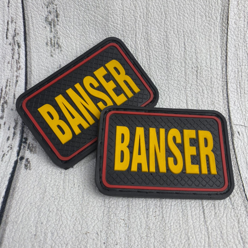 Patch Rubber BANSER Karet TEBAL Tempel Rekatan Tulisan Banser Kotak Atribut Tempel Banser NU