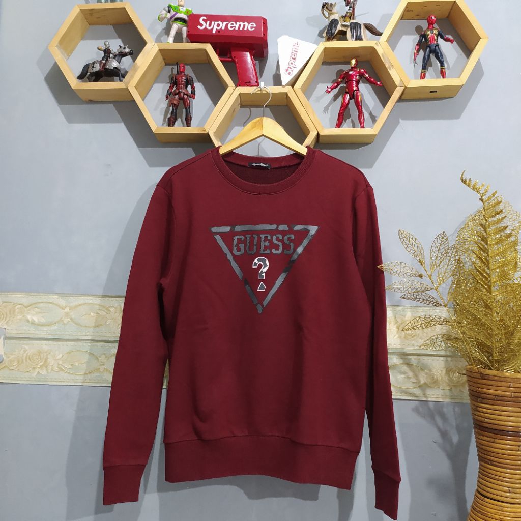 Crewneck guess maroon size m