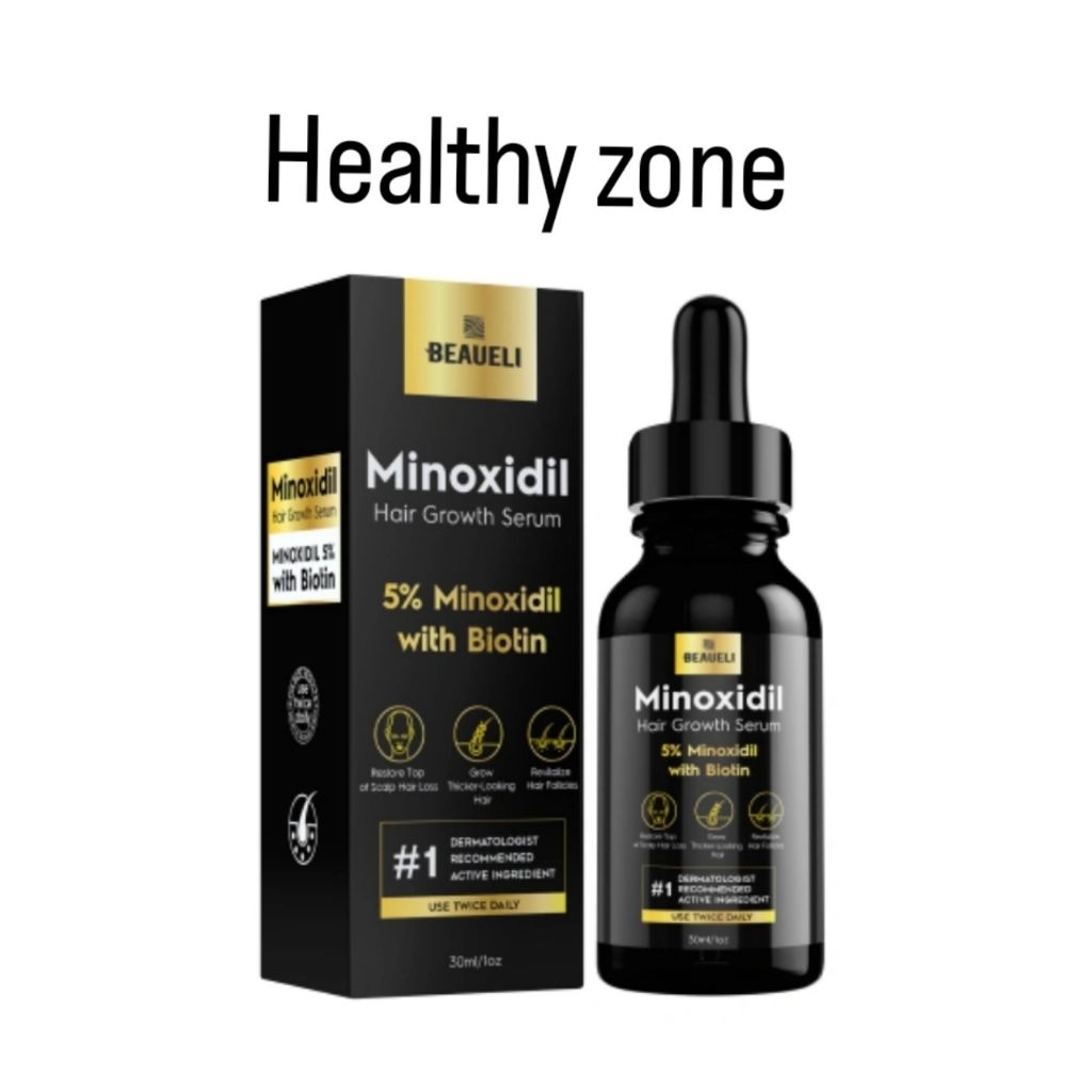 Beaueli Minoxidil Hair Growth Serum. Serum ini mengandung 5% Minoxidil dan Biotin sebagai bahan akti