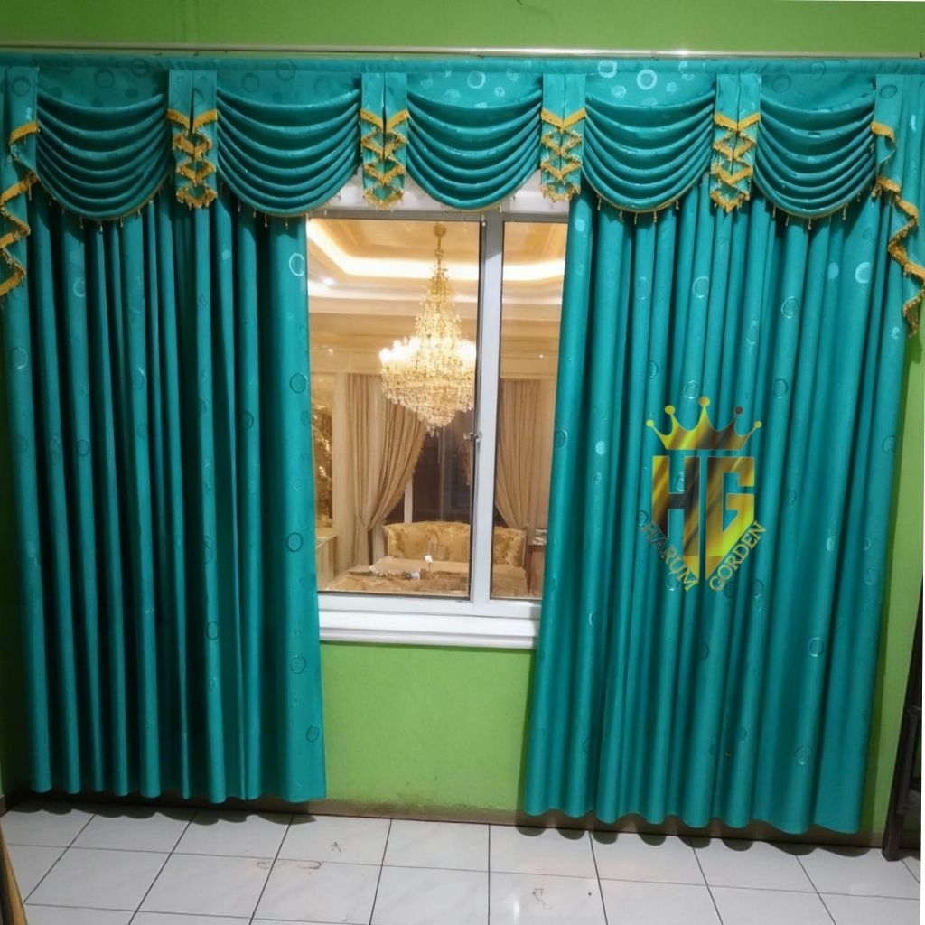 Gorden Poni Gelombang Mewah Embos Lokal Tirai Jendela Minimalis Untuk Ruang Tamu Elegan