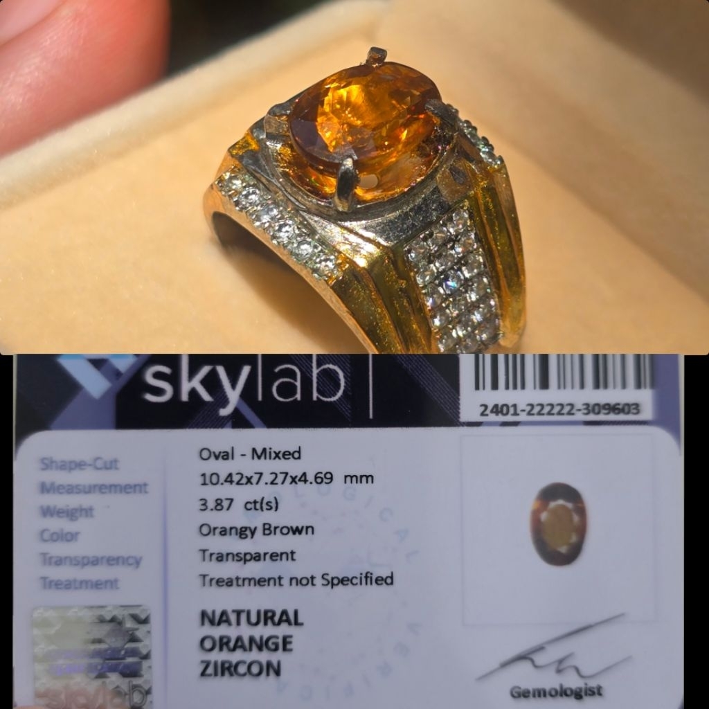 Natural Orange Zircon + Memo sky lab