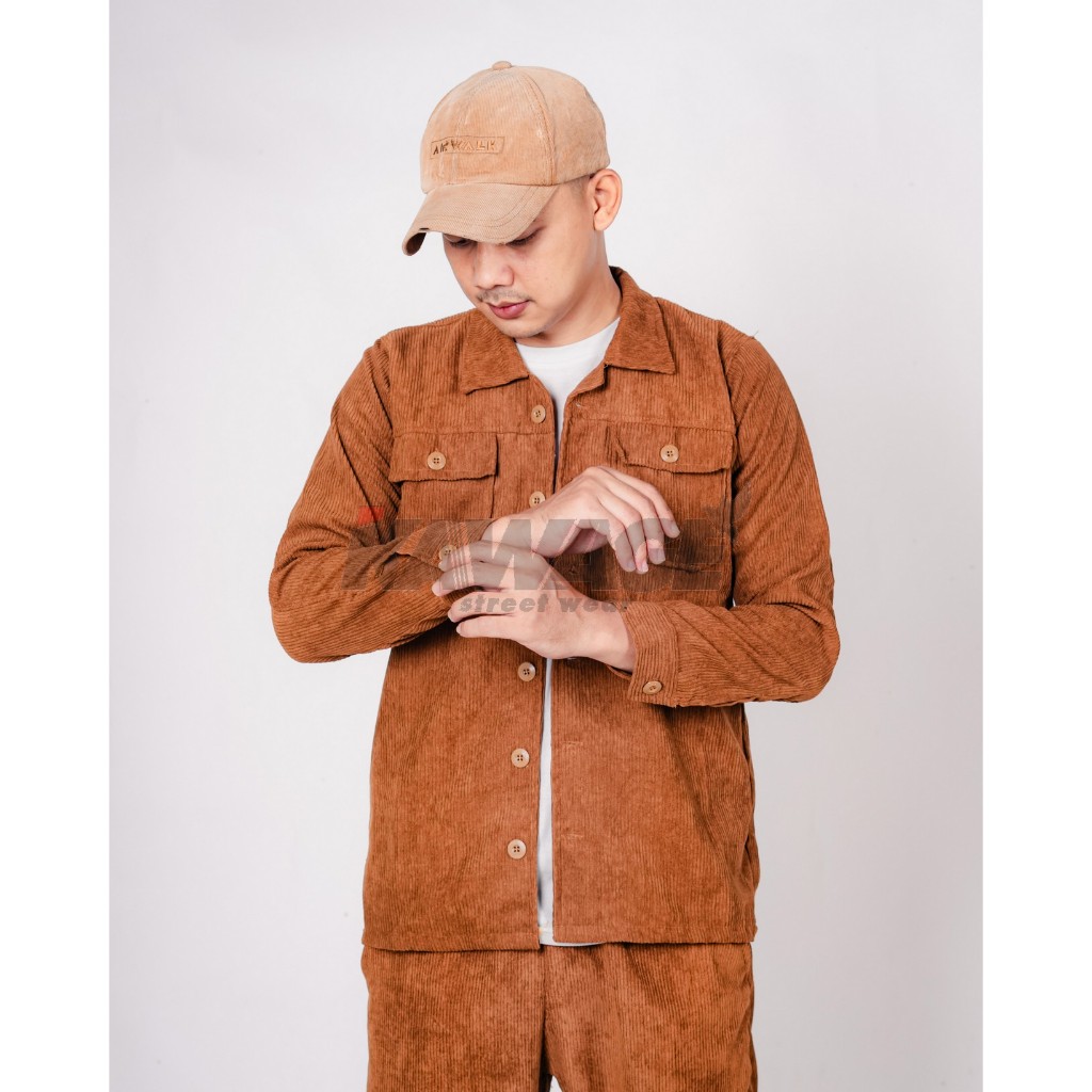 Jaket Pria - Jaket Kemeja Corduroy Hitam Original Kawage