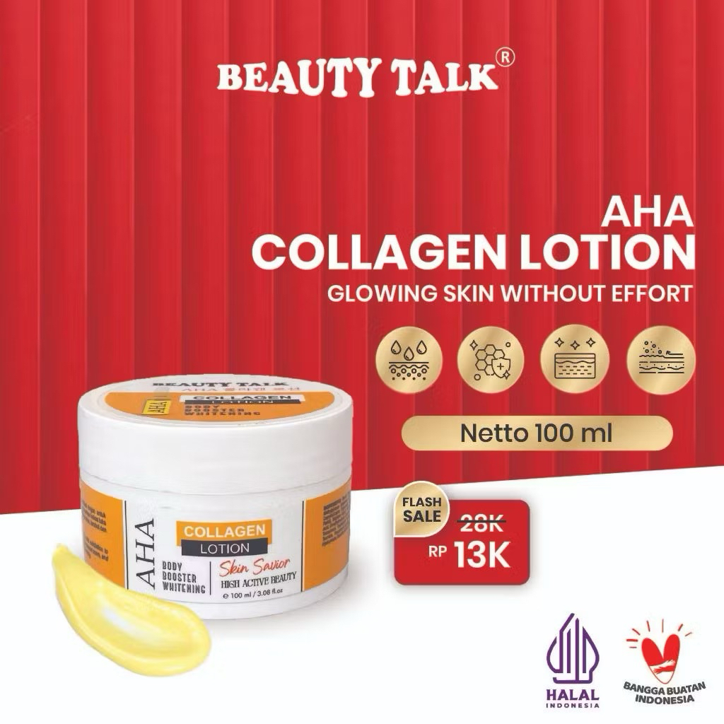 < SUMBER REZEKI > BEAUTY TALK AHA Collagen Lotion 100ML - Body Lotion Pencerah Kulit, Body Booster &
