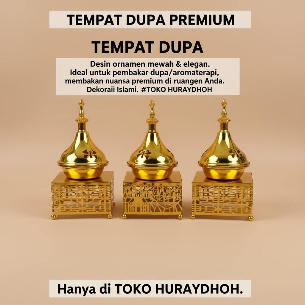 Tempat Bakar Dupa Mabkharah Bukhur Logam Emas Arab Mabkharah Pembakar Dupa