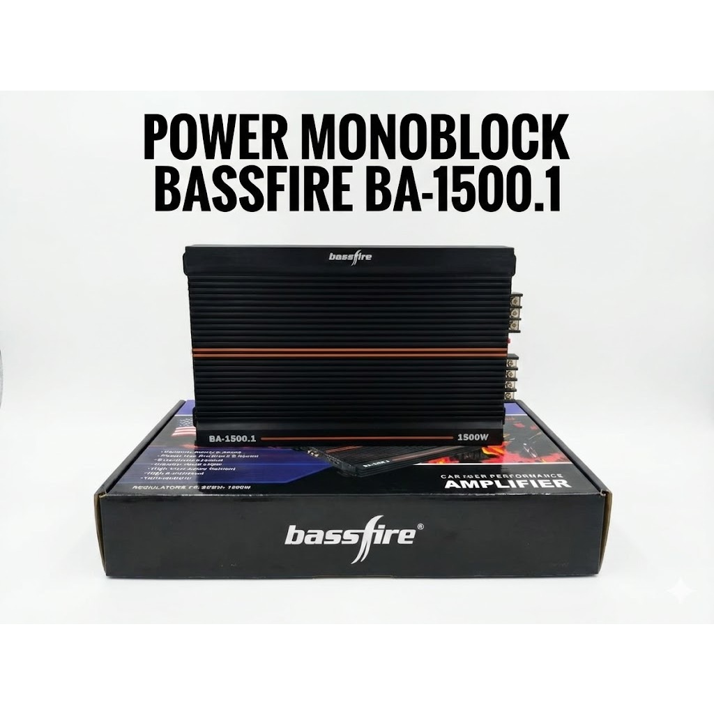 Power Monoblock BASSFIRE BA-1500.1 (1500 Watt) Original / Power Monoblock Amplifier Audio Mobil Bass