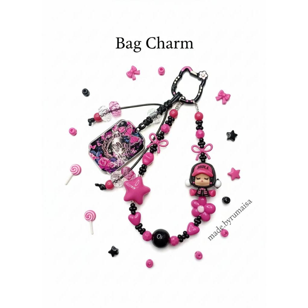Aesthetic Bag Charm | Gantungan tas tali paracord tali korea beads acrylic