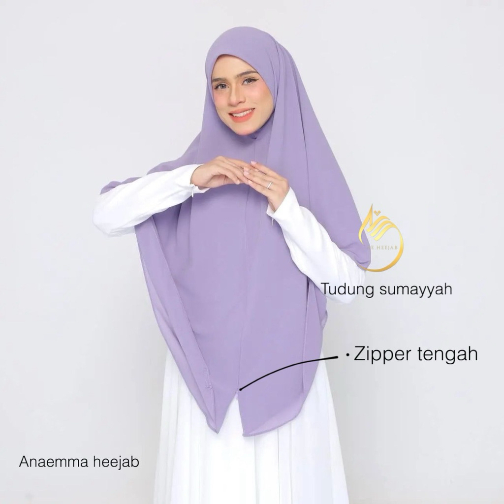 Khimar Segi Empat Instan Zipper Jumbo Premium Tanpa Cadar | Tudung Sumayyah
