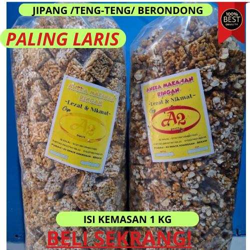 Bipang Borondong Jipang Cemilan Jadul  Beras ketan Jagung Manis Gula Merah Brat 1Kg 500 Grm 250 Gram