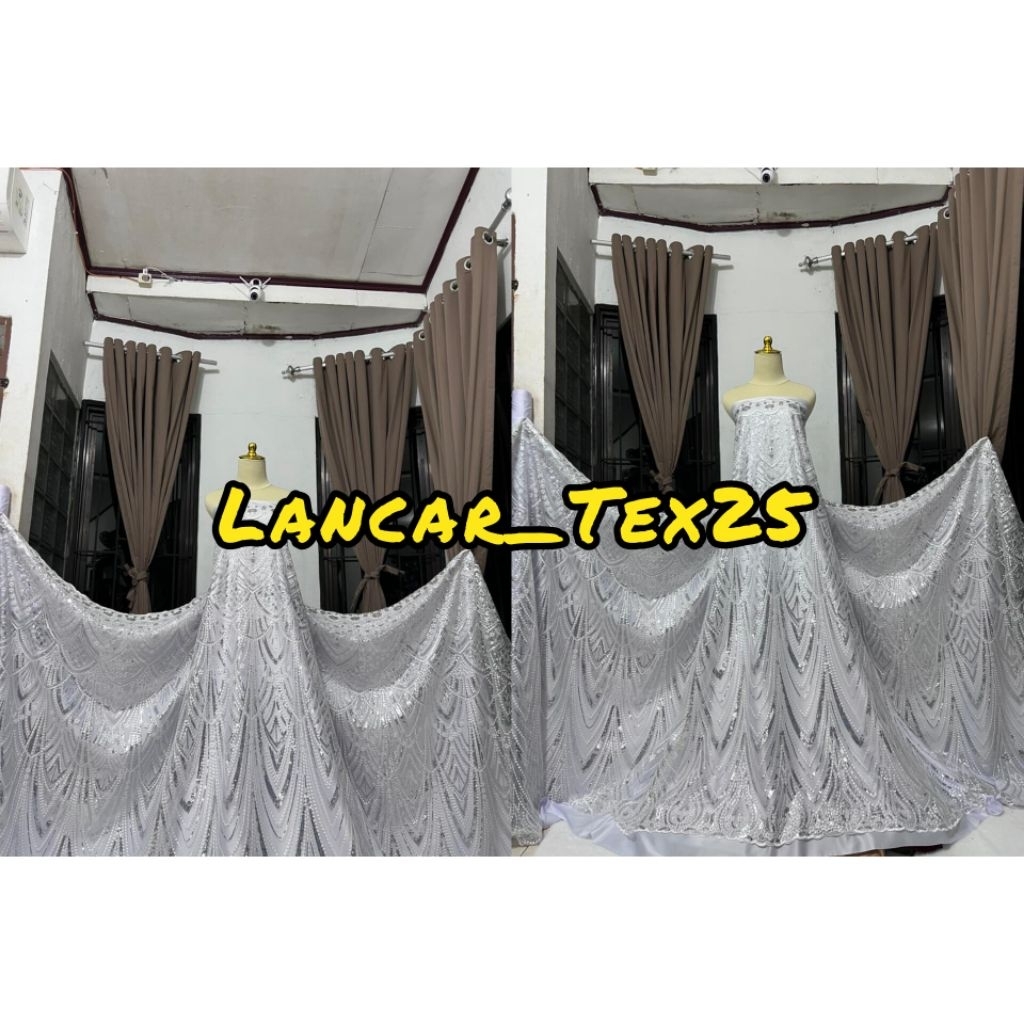 Tile Payet Full/Kain Tule Payet Spanggel/Tile Payet/Bahan Kebaya