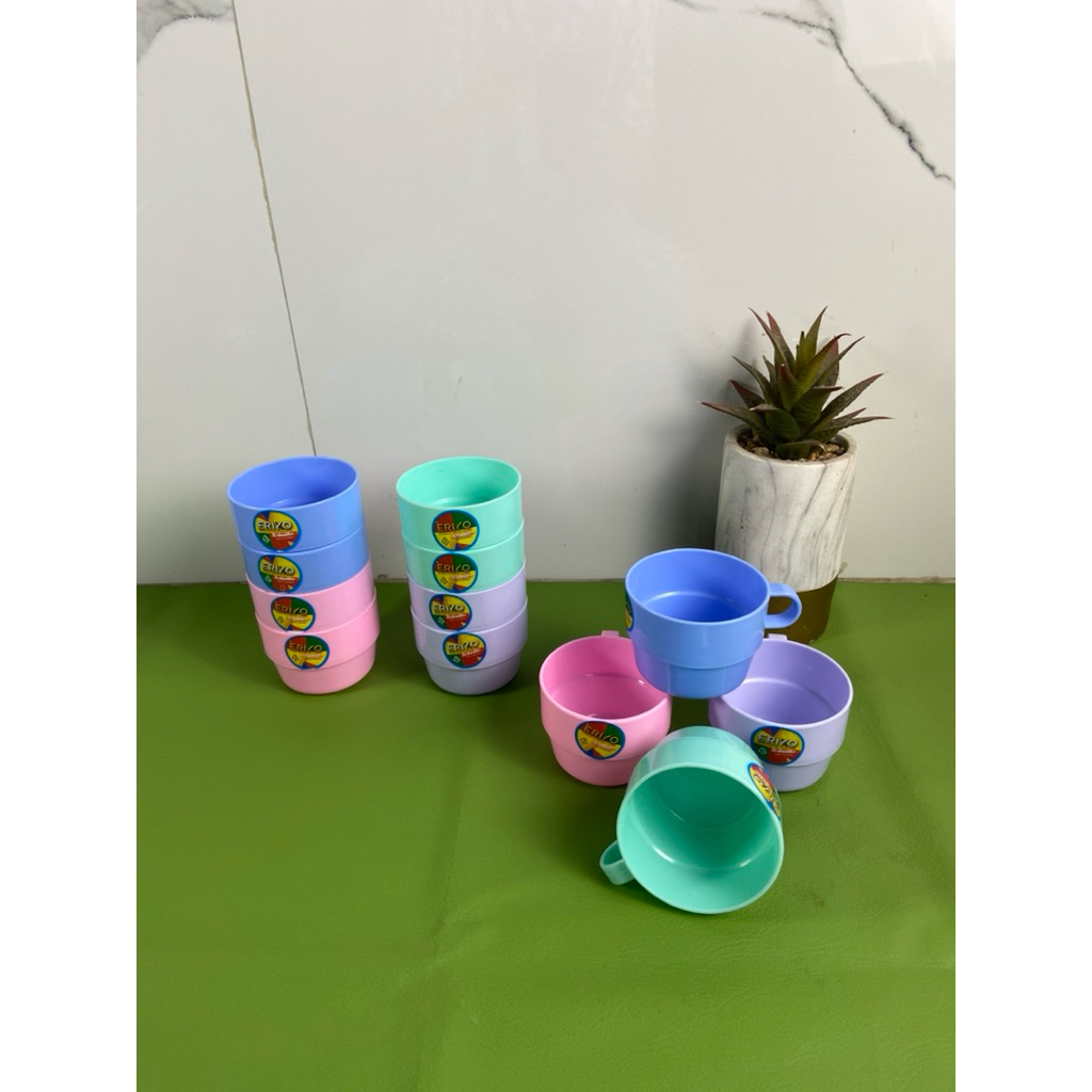 ( 6 PCS ) Gelas Saigon Eriko Tempat Air Minum Mini Pegangan Cangkir Perlengkapan Dapur
