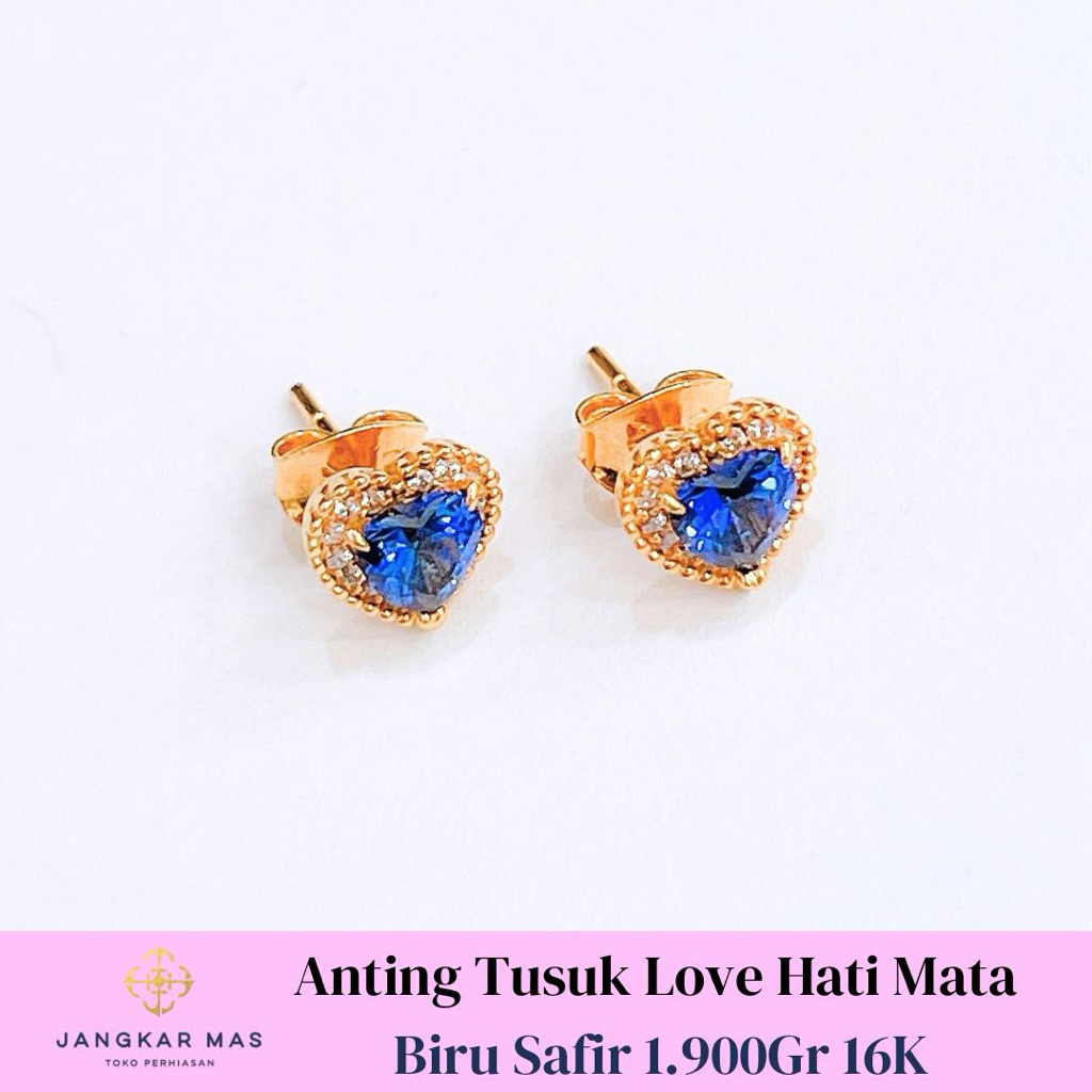 ANTING TUSUK LOVE HATI MATA AD BIRU 16K 1.900GR