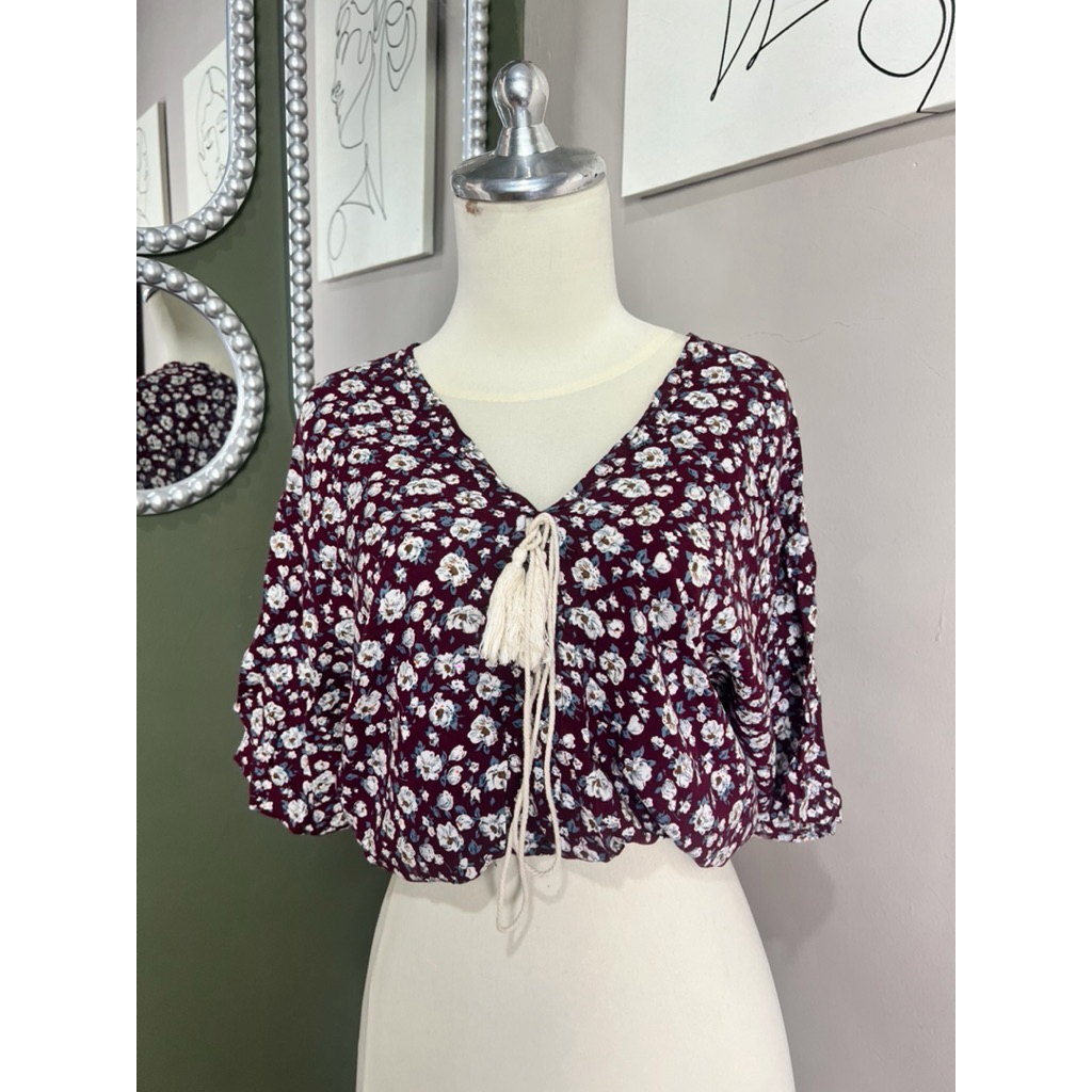 Crop Top Floral Maroon ADA Woman