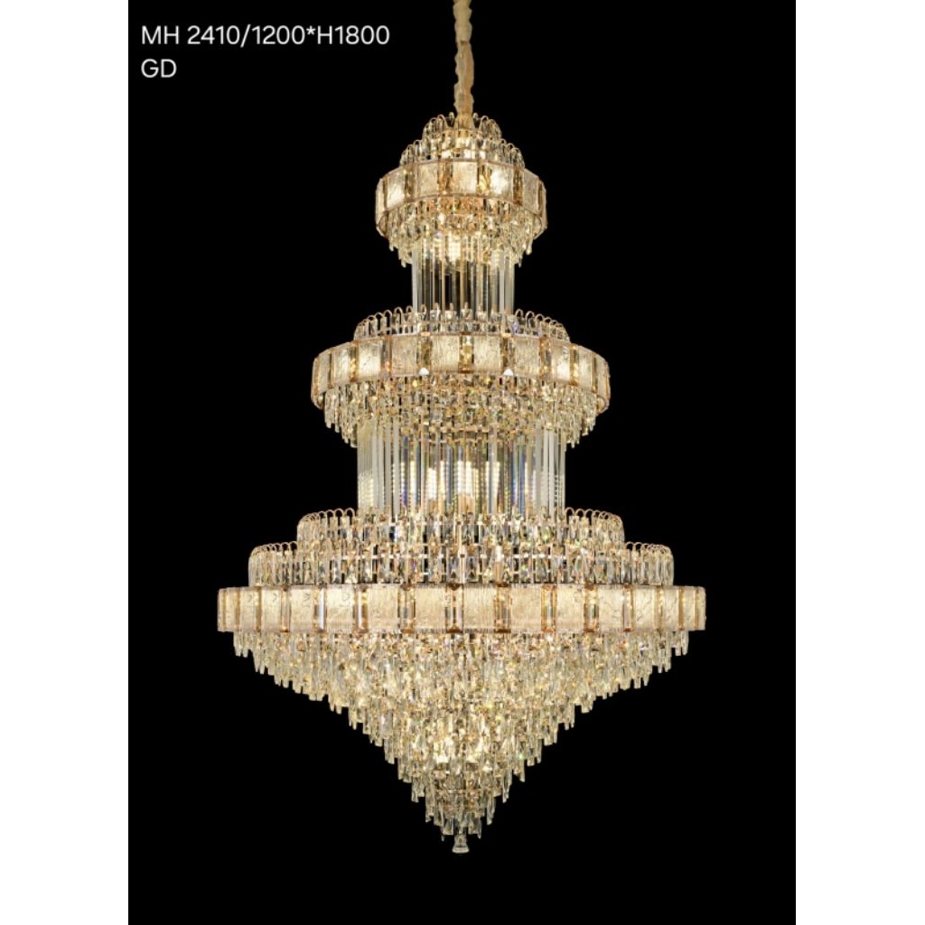 Lampu Gantung Hias Void Kristal Chandelier Klasik Modern Diameter 120 Cm Mewah