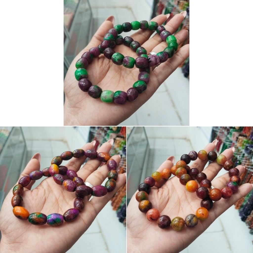Gelang Batu Ruby Tanzania & Pancawarna