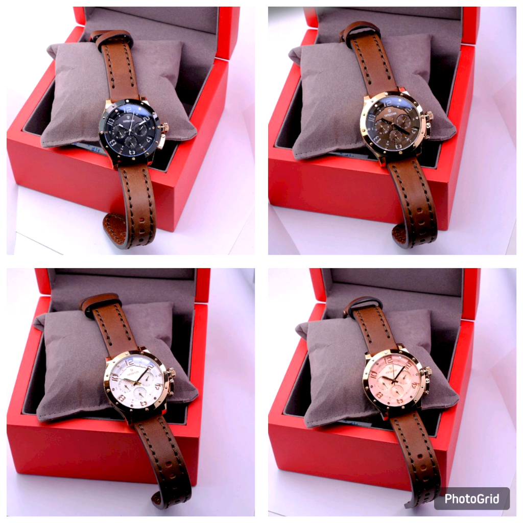 JAM TANGAN WANITA EXPEDITION EXP 6381 / E6381 ORIGINAL CHRONOGRAPH - TALI KULIT - GARANSI RESMI 1 TA