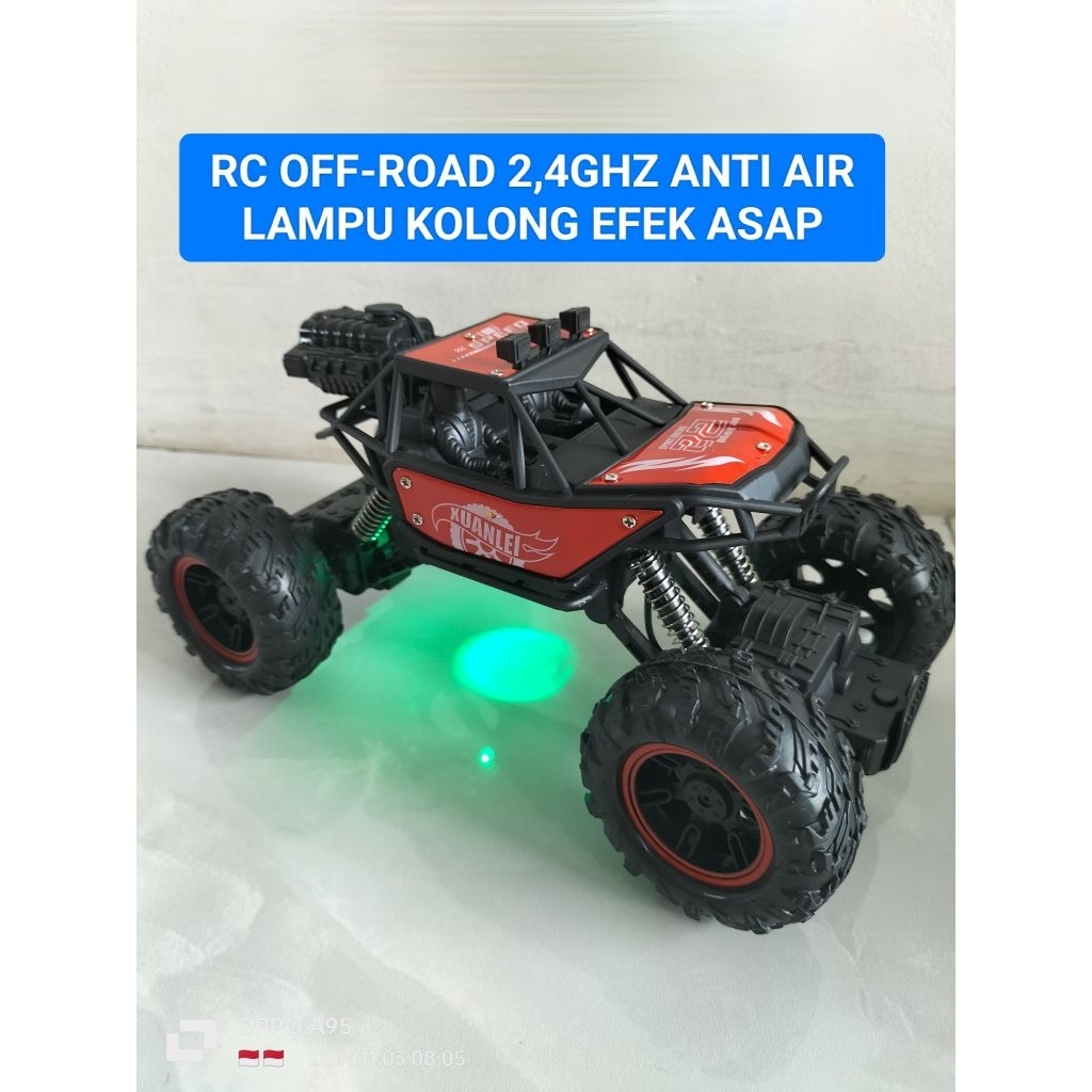 MOBIL REMOTE CONTROL OFF-ROAD RC Anti Air Efek Asap Body Aloy Remote 2,4GHz Baterai 3,7V 14500 Isi U