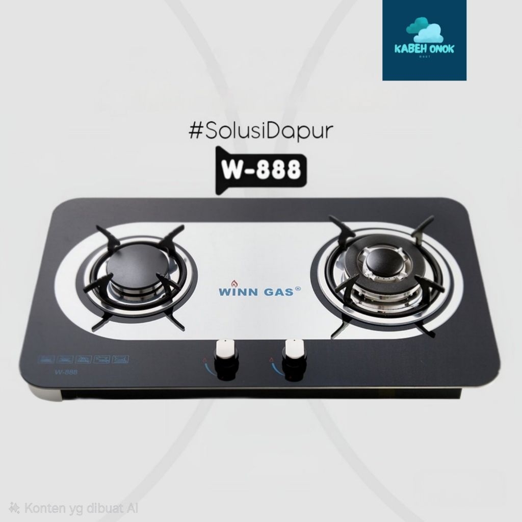 Kompor Gas Dua Tungku Winn Gas W888 Kaca / Winn Gas W888