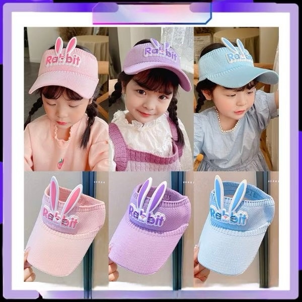 Topi Golf Rajut Anak Perempuan Motif Rabbit Sport Senam Zumba Jogging Topi Pantai Anak Korea Fashion