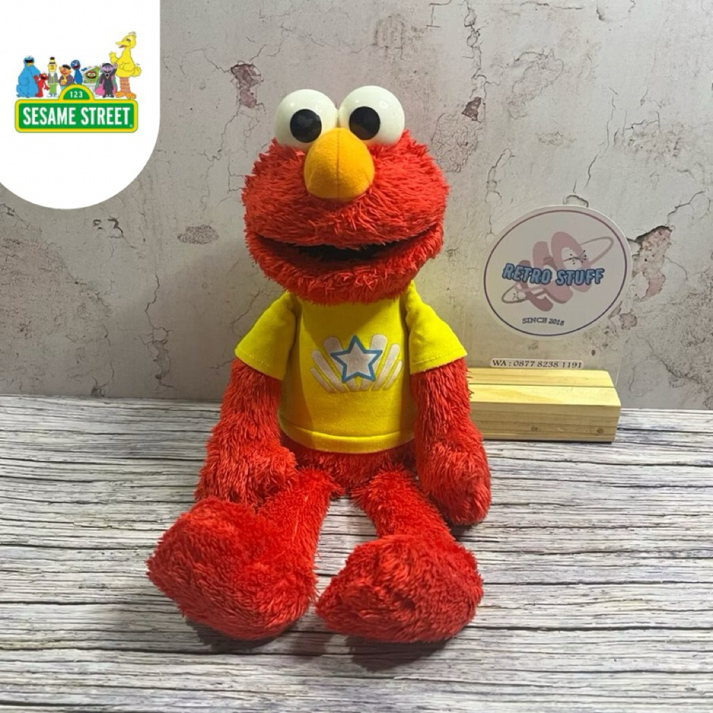 Boneka Elmo Kaus Kuning Ori Sesame Street Ori Elektrik Off