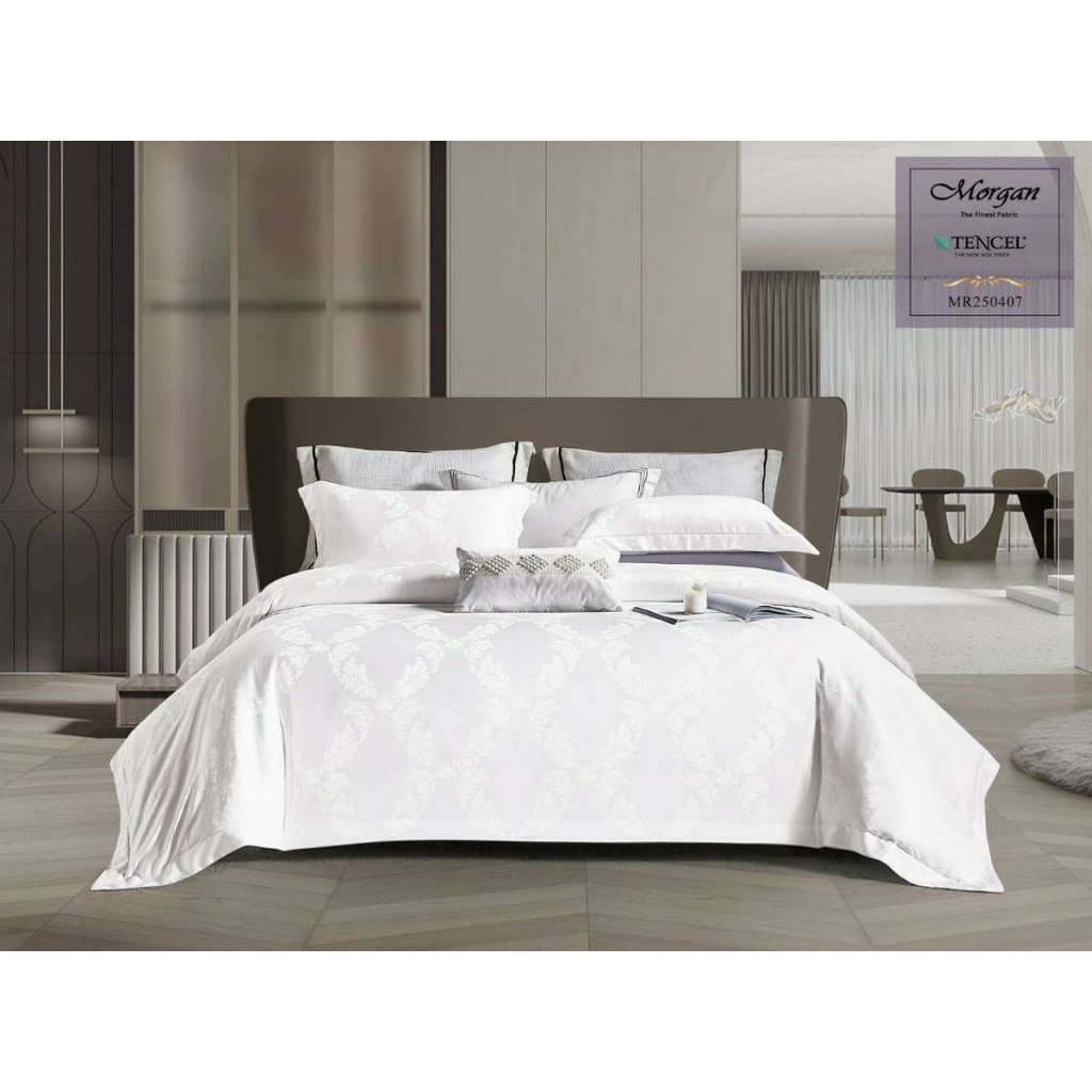 Sprei + Bed Cover Tencel Sutra Motif Jacquard – Luxury Set Lembut, Sejuk, Nyaman Sepanjang Malam