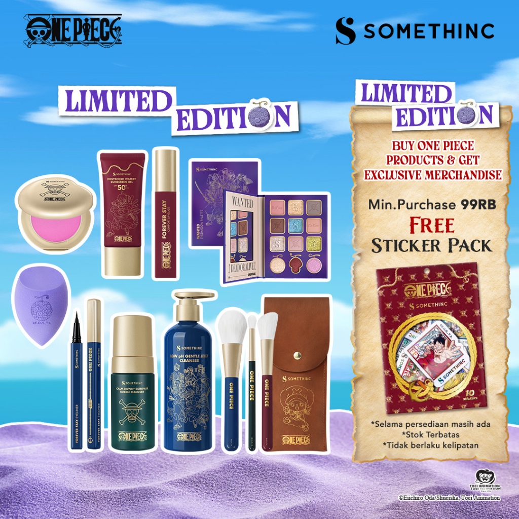 SOMETHINC MAKEUP One Piece Series - Eyeshadow Palette, Waterproof Liquid Eyeliner, Lip Glaze, Powder