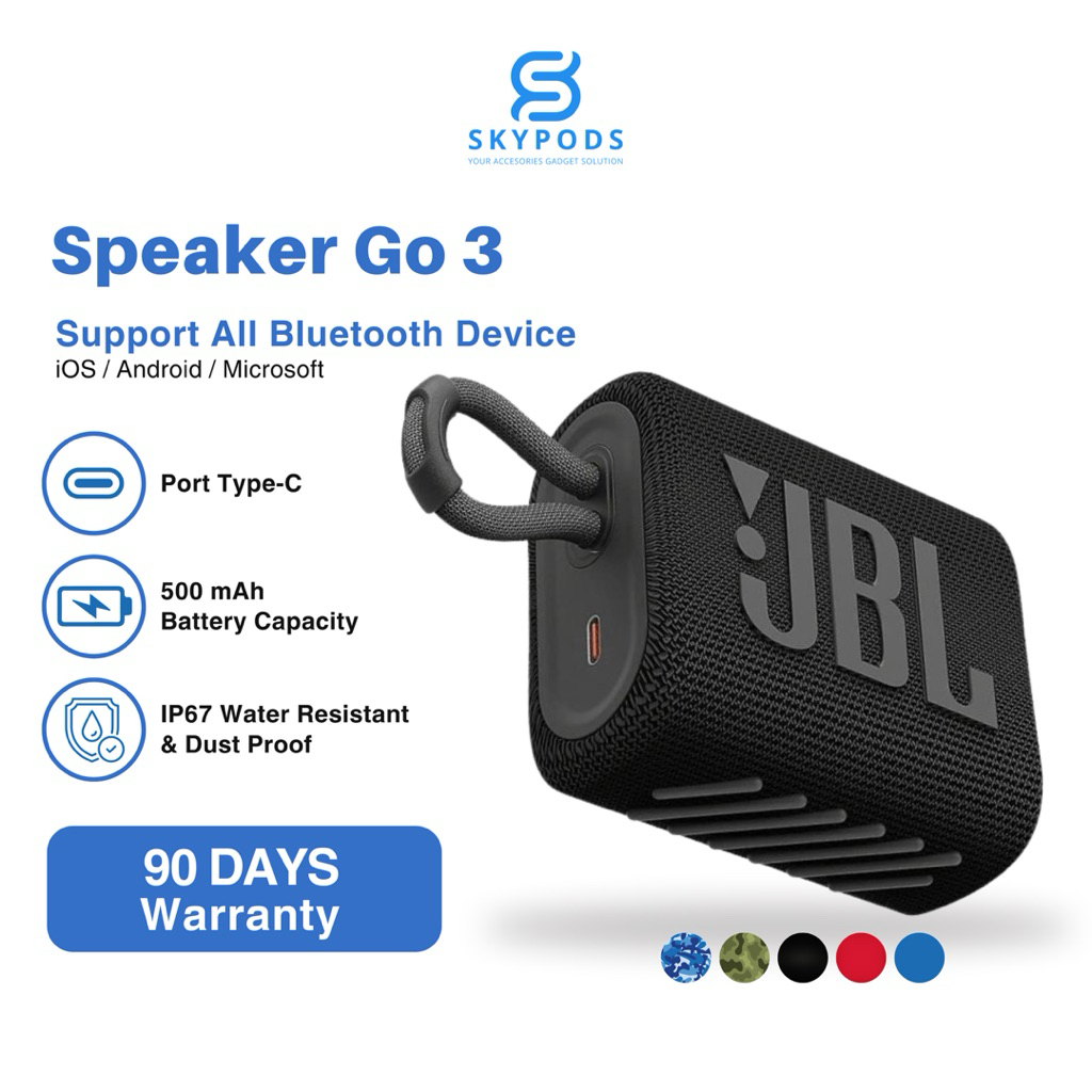 Speaker GO 3 Portable Bluetooth Speaker by Skypods Indonesia