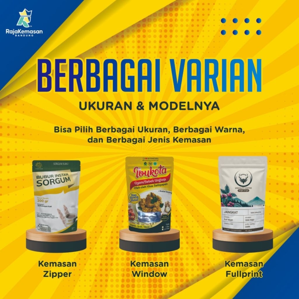 STANDING POUCH KEMASAN CUSTOM ZIPLOCK ZIPPER UKURAN 14x22cm 14x24cm 15x22cm 15x24cm 16x23cm