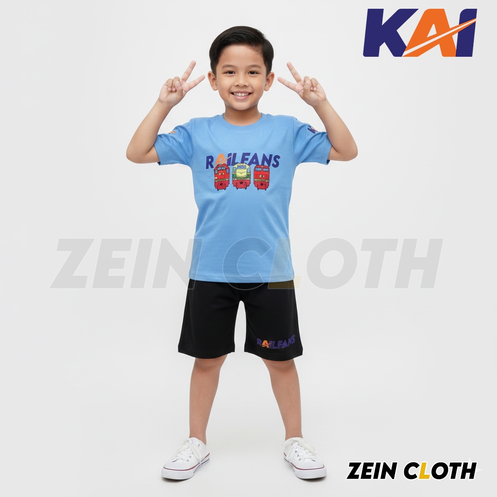 Setelan Kaos Anak KAI Spesial Livery / Baju Setelan Anak KAI Lokomotif CC205 / Setelan Kaos KAI