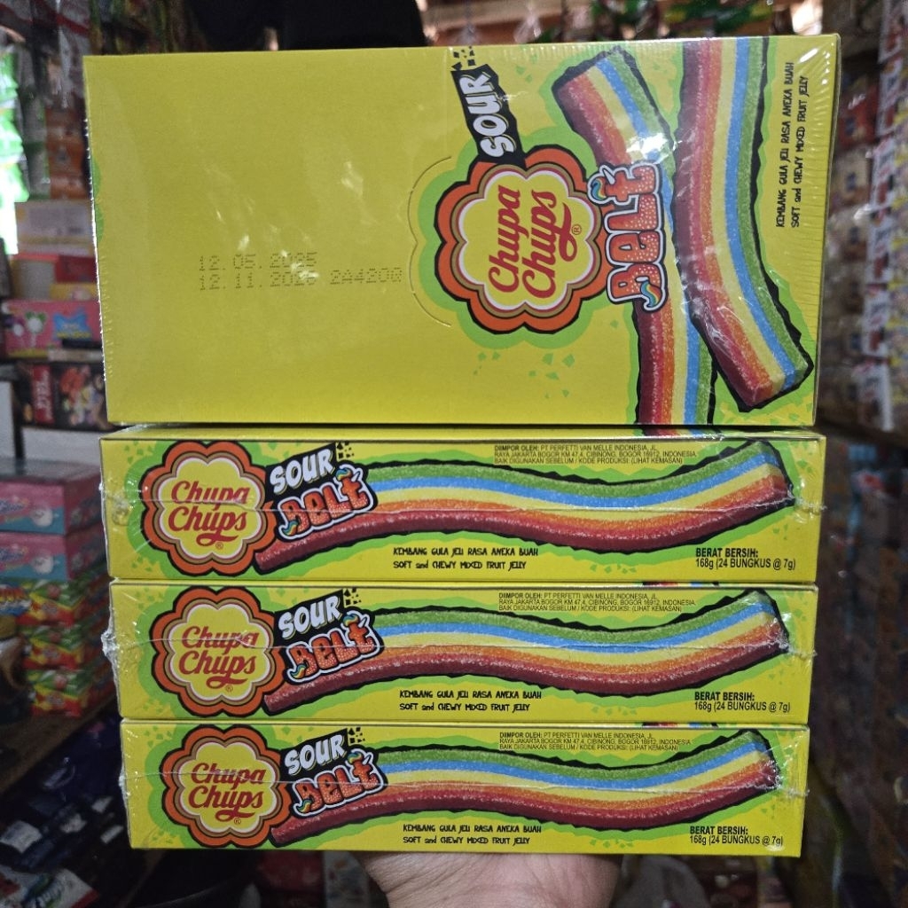 Chupa Chups Sour Belt Chewy Mixed Fruit Jelly  Box isi 24 pcs