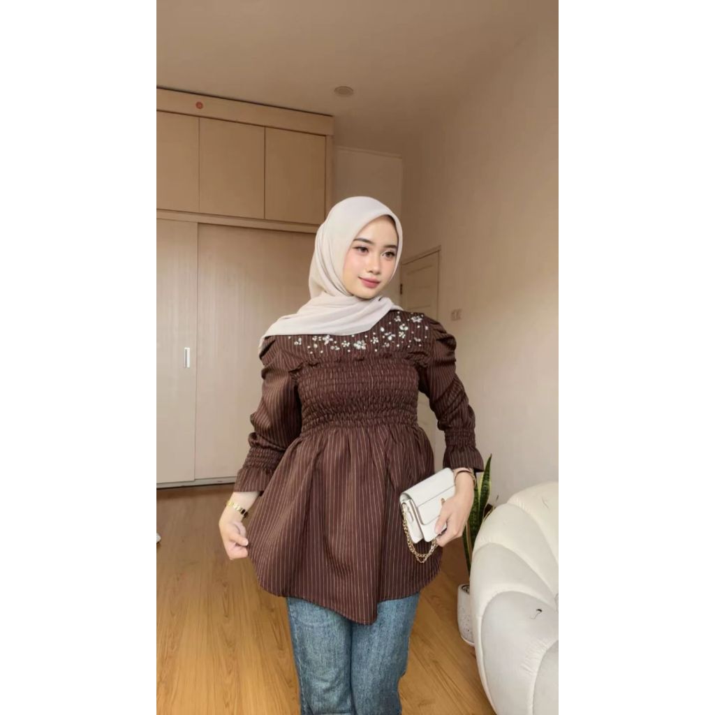 BLOUSE KOREA ATASAN WANITA KERUT PAKAIAN WANITA