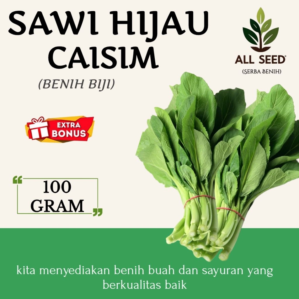 ( 100 gram ) Benih sawi hijau caisim | bibit biji caisim | sawi hijau | sawi caisim
