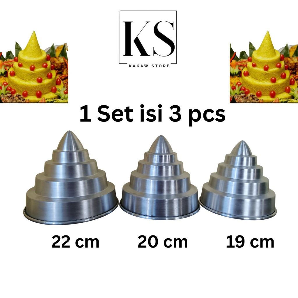 Cetakan Tumpeng Susun Aluminium Loyang Tumpeng Susun / Cetakan Tumpeng 3 Susun