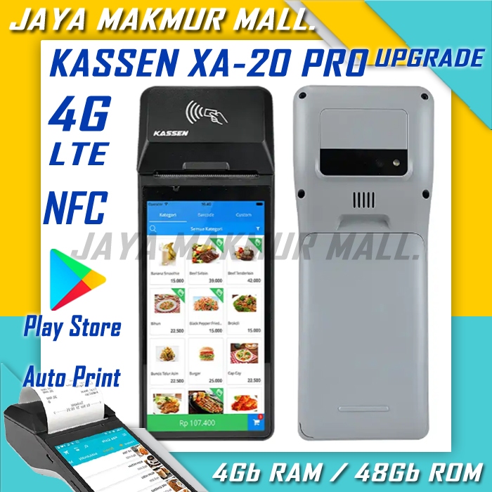 Mesin Kasir Android KASSEN XA-02 PRO 4G LTE 2Gb Ram/16Gb Rom | 4Gb Ram/16Gb Rom (Upgrade) Play Store