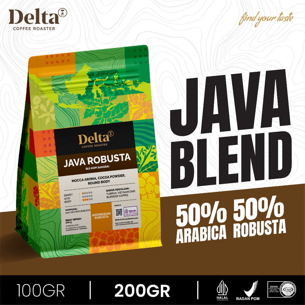 Java Blend 50:50 Wash (Best for Kopi Susu, Latte, Cappucino) Medium Roast 200g