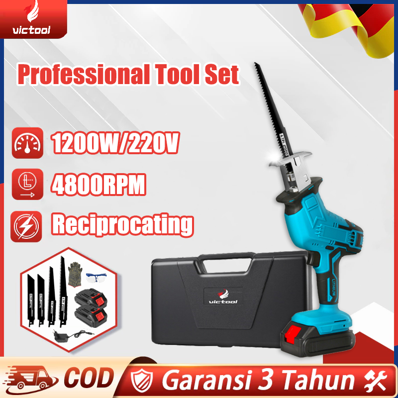 VICTOOL Chainsaw Gergaji Rantai Gergaji Elektrik Mini Portable Genggam Lithium Charger gergaji mesin