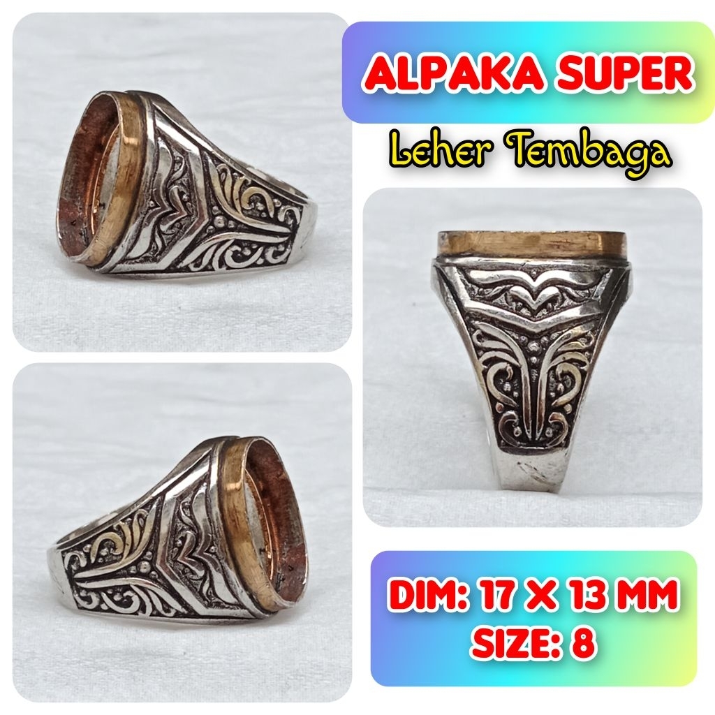 Cincin Emban Batu Akik dan Permata Alpaka Super Leher Tembaga.02
