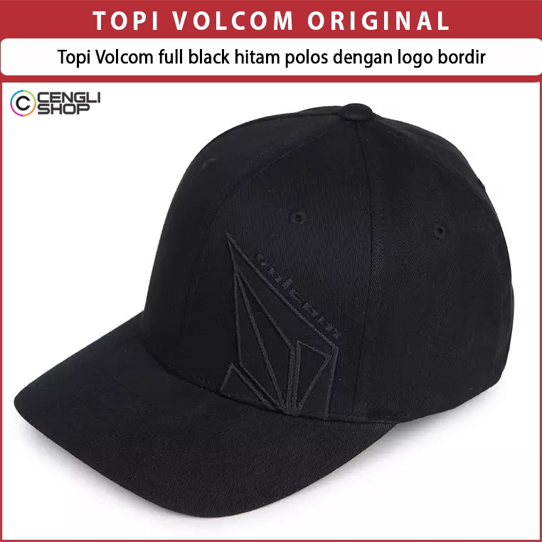 TOPI VOLCOM ORIGINAL ALL FULL BLACK POLOS V01
