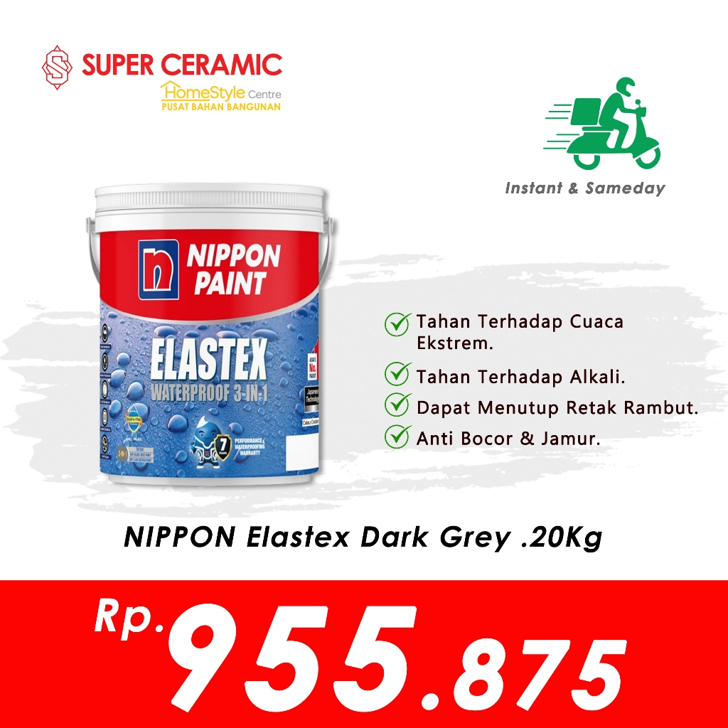 NIPPON Elastex - Cat Interior dan Exterior Dark Grey 20kg