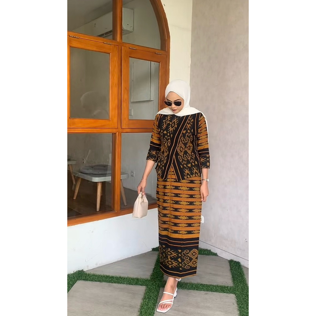 One set / Baju stelan tenun etnik modern best seller - baju tenun etnik cassual