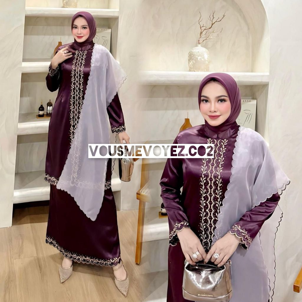 NEW ARRIVAL Set Marina Bordir Selendang / Set Kurung Mewah / Baju Pesta Setelan Rok Bordir / Rok Mel