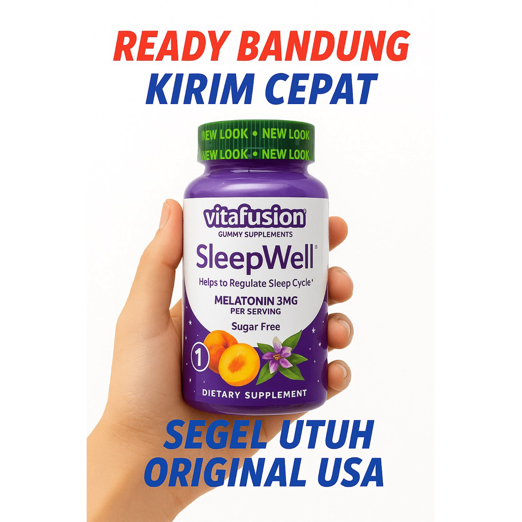 Vitafusion SleepWell sleep well Melatonin 3mg 3 mg 60 Gummies – Suplemen Tidur USA Sugar Free Origin