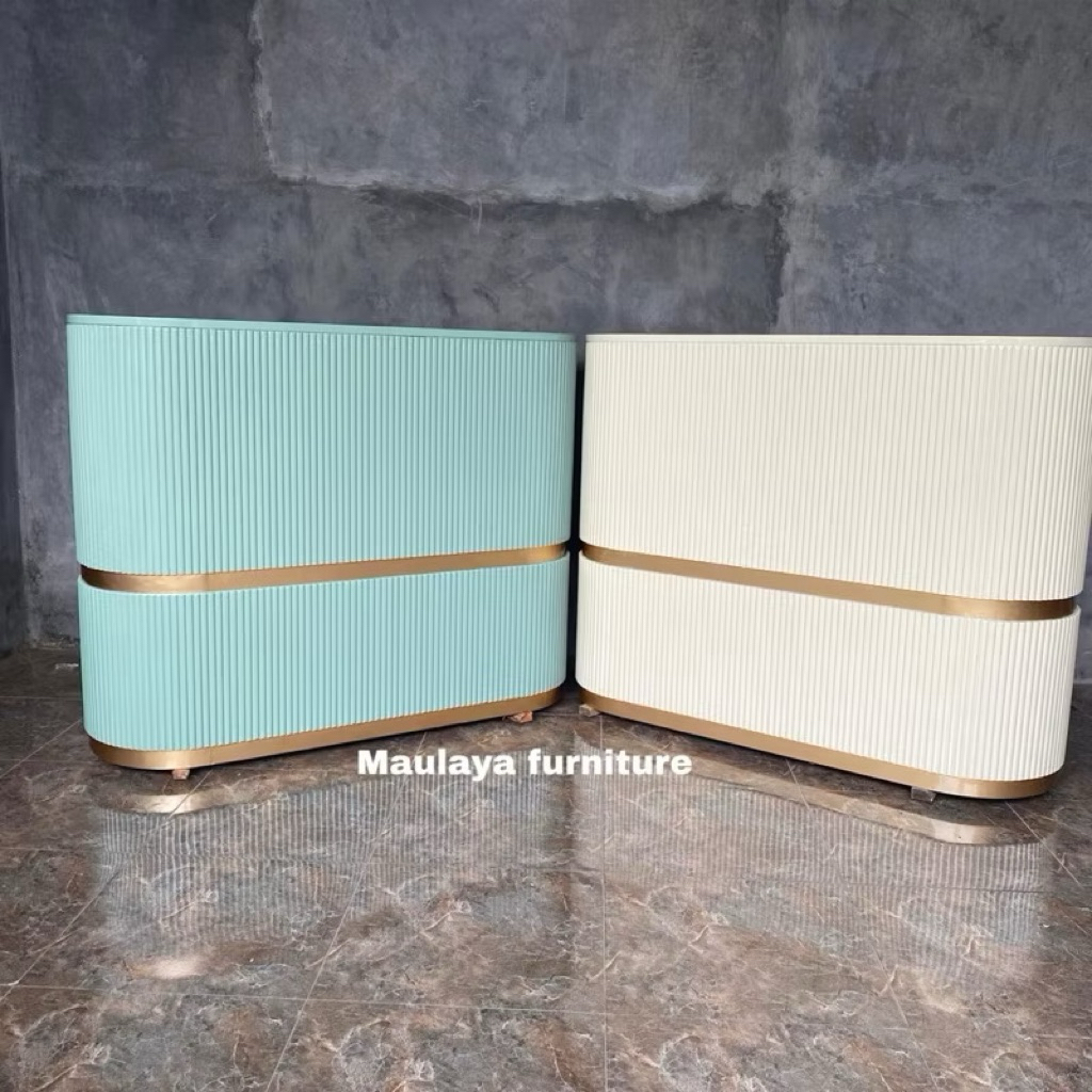 Meja Resepsionis Meja Kerja Top Kaca Bening