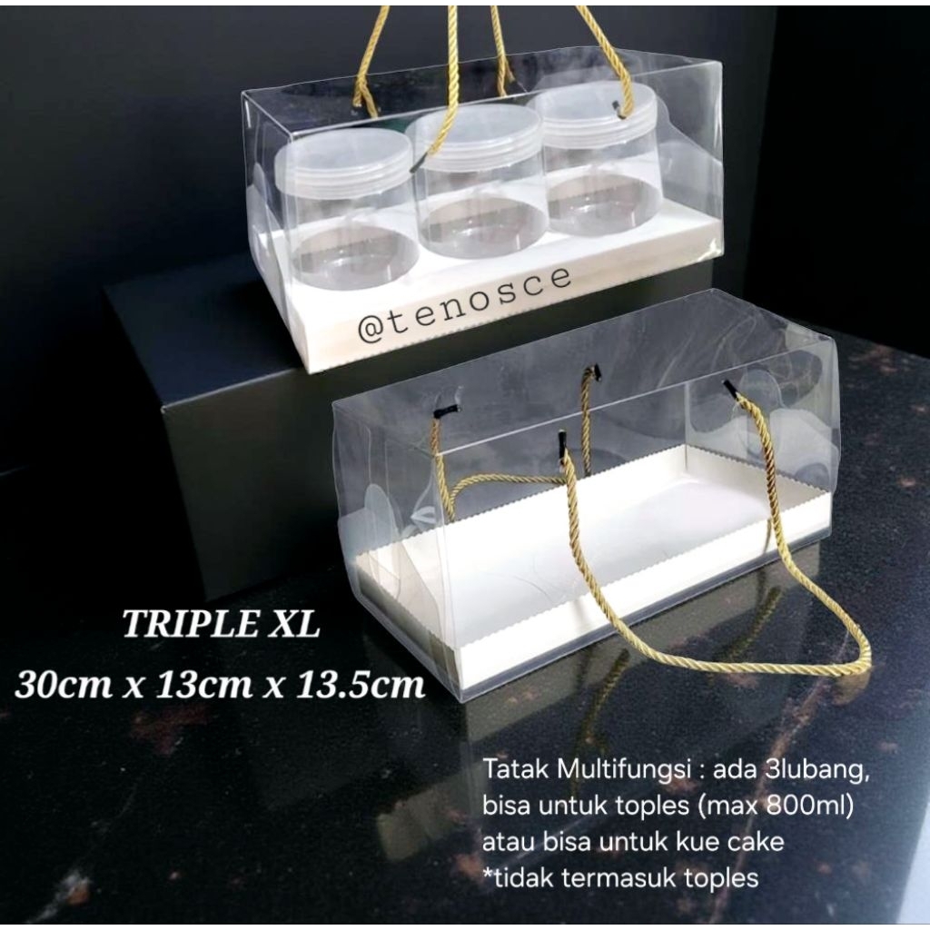 Kotak Mika Triple XL muat Kue Cake Lapis Legit 3toples tabung 600ml 800ml Imlek Konien Sincia Natal 