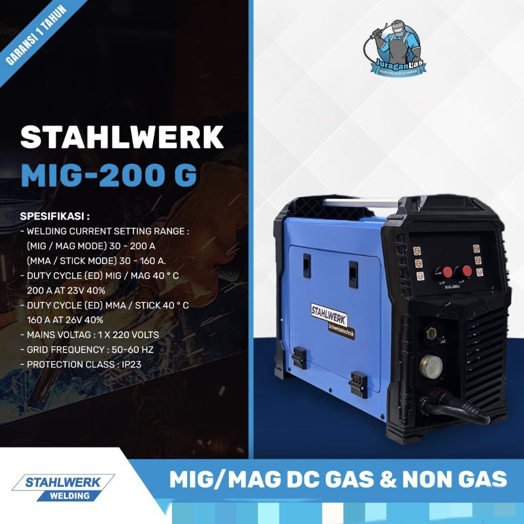 Mesin Las MIG 200G Stahlwerk DC MIG Welding Mesin Las Co2 MIG Gas & Non Gas