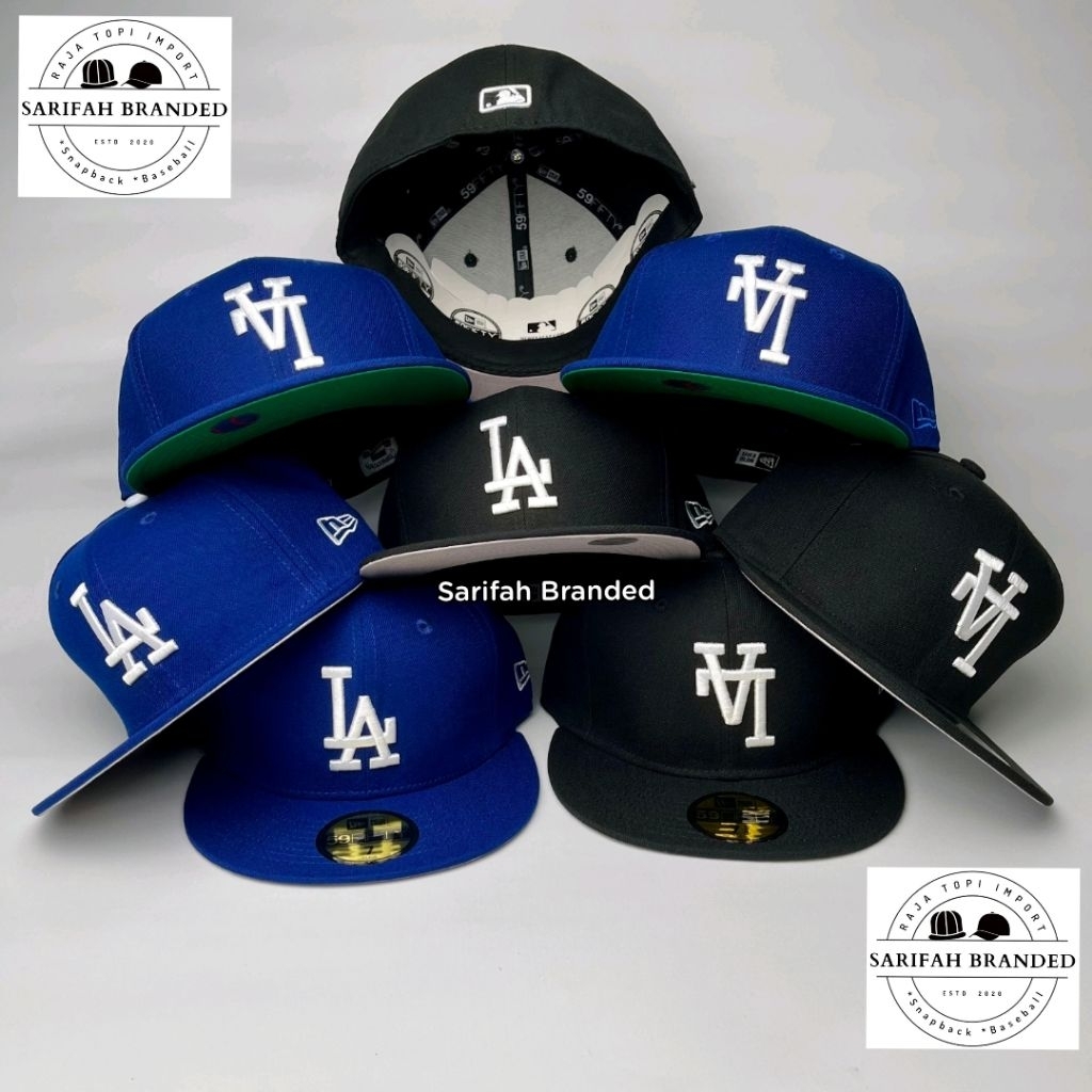 Topi Snapback Fitted LA Basic Logo Terbalik AA+ Topi Build Up Pria