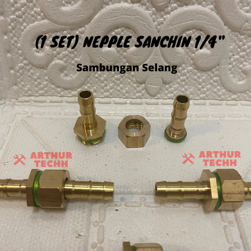 Nepel Sanchin Sambungan Selang 5/16" 8mm Drat 1/4" Nepple Sanchin