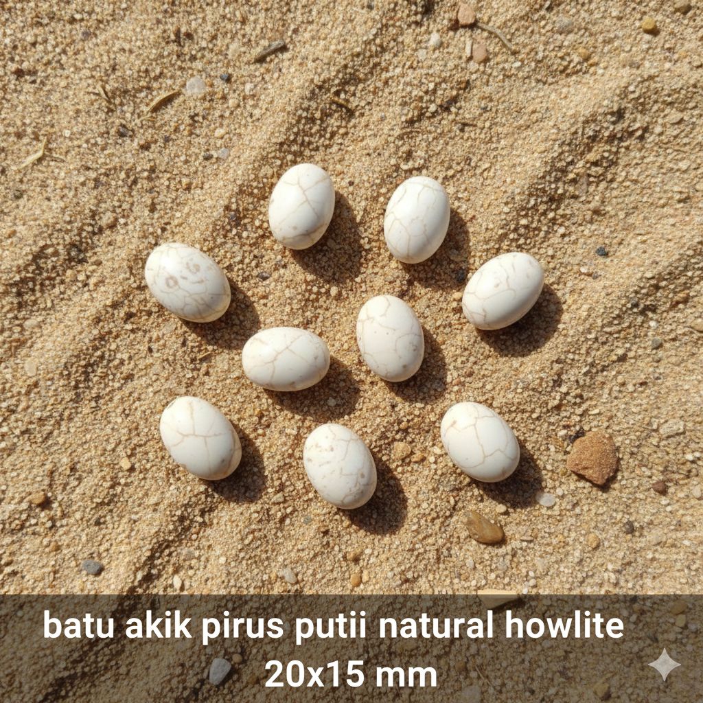 batu akik pirus putih natural howlite 20x15 mm