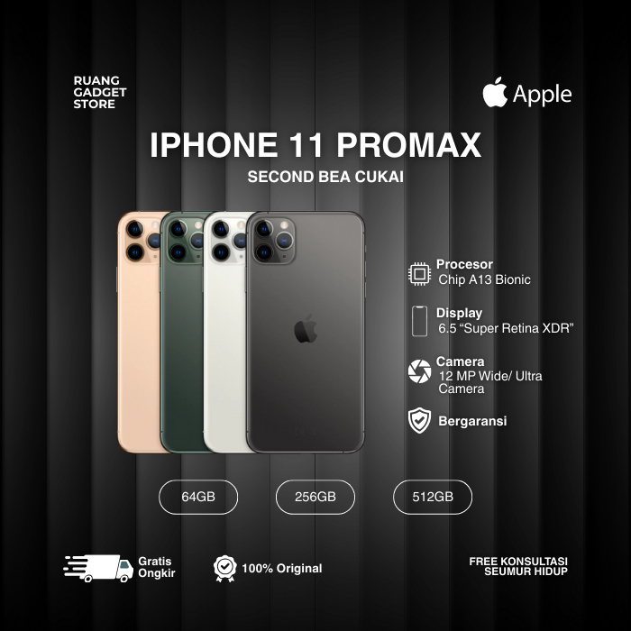 IPHONE 11 PRO MAX SECOND BEA CUKAI 64GB 128GB 256GB Midnight Green, Space Gray, Silver, Gold
