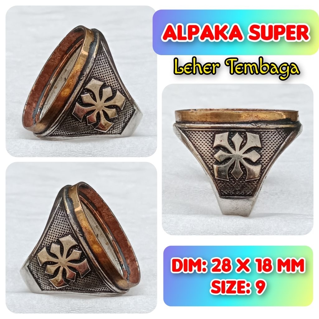 Cincin Emban Batu Akik dan Permata Alpaka Super Leher Tembaga.12